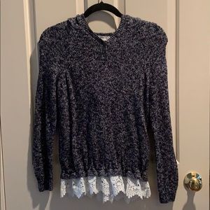 Long sleeve hooding knit sweater